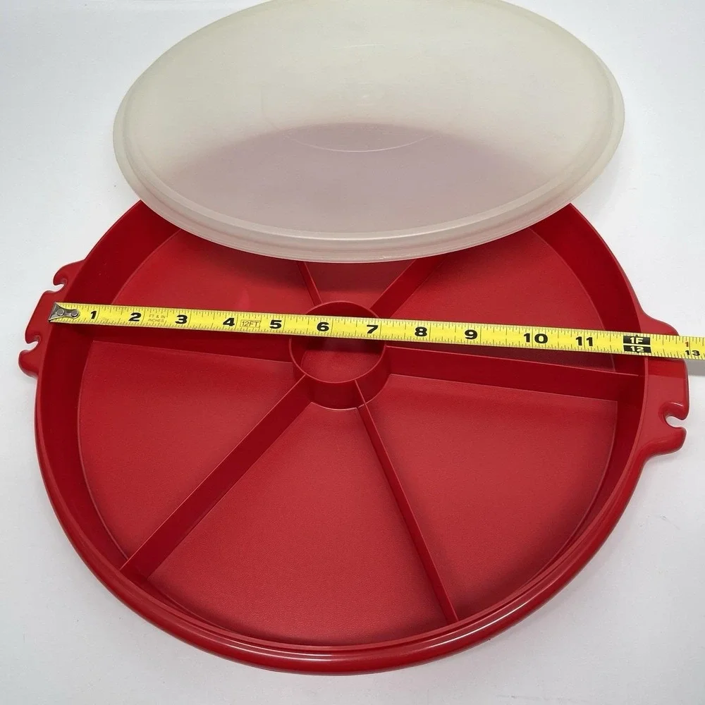 Tupperware 405 Red Divided Party Vegetable‎ Relish Serving Tray & Lid No Handle